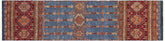 handmade Geometric Kurjean Blue Red Hand Knotted RUNNER 100% WOOL area rug 3x9