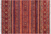 handmade Geometric Kurjean Red Blue Hand Knotted RECTANGLE 100% WOOL area rug 5x7