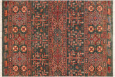 handmade Geometric Kurjean Green Orange Hand Knotted RECTANGLE 100% WOOL area rug 4x6
