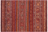 handmade Geometric Kurjean Red Blue Hand Knotted RECTANGLE 100% WOOL area rug 6x8
