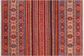 handmade Geometric Kurjean Red Beige Hand Knotted RECTANGLE 100% WOOL area rug 7x10
