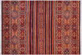 handmade Geometric Kurjean Gold Red Hand Knotted RECTANGLE 100% WOOL area rug 6x8