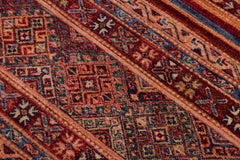 handmade Geometric Kurjean Red Green Hand Knotted RECTANGLE 100% WOOL area rug 5x7