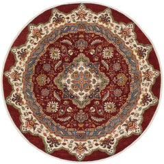 handmade Geometric Kurjean Red Beige Hand Knotted ROUND 100% WOOL area rug 10x10