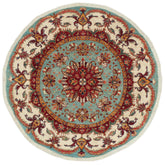 handmade Geometric Kurjean Blue Beige Hand Knotted ROUND 100% WOOL area rug 5x5