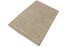 handmade Transitional Kafkaz Gray Beige Hand Knotted RECTANGLE 100% WOOL area rug 4' x 6'