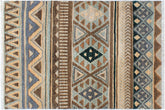 handmade Geometric Kurjean Grey Blue Hand Knotted RECTANGLE 100% WOOL area rug 2x4