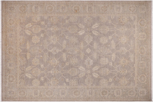 handmade Transitional Kafkaz Grey Lt. Green Hand Knotted RECTANGLE 100% WOOL area rug 9' x 12'
