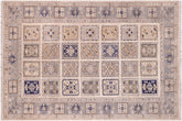 handmade Geometric Kafkaz Ivory Blue Hand Knotted RECTANGLE 100% WOOL area rug 6' x 9'