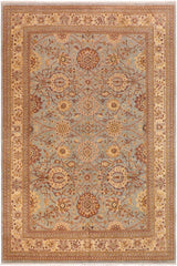 handmade Traditional Kafkaz Blue Beige Hand Knotted RECTANGLE 100% WOOL area rug 10 x 14