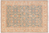 handmade Transitional Kafkaz Green Beige Hand Knotted RECTANGLE 100% WOOL area rug 5' x 7'