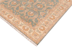 handmade Transitional Kafkaz Green Beige Hand Knotted RECTANGLE 100% WOOL area rug 5' x 7'