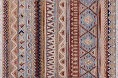 handmade Geometric Kurjean Beige Brown Hand Knotted RECTANGLE 100% WOOL area rug 3x5