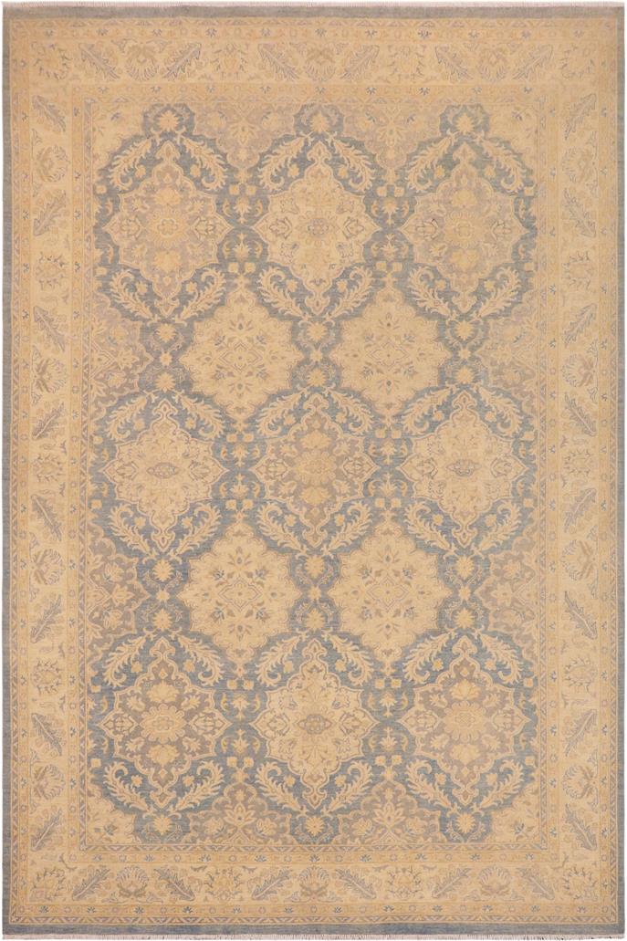 handmade Transitional Kafkaz Blue Beige Hand Knotted RECTANGLE 100% WOOL area rug 10 x 14