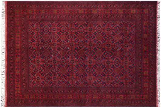 handmade Tribal Biljik Khal Mohammadi Red Blue Hand Knotted RECTANGLE 100% WOOL area rug 6x8