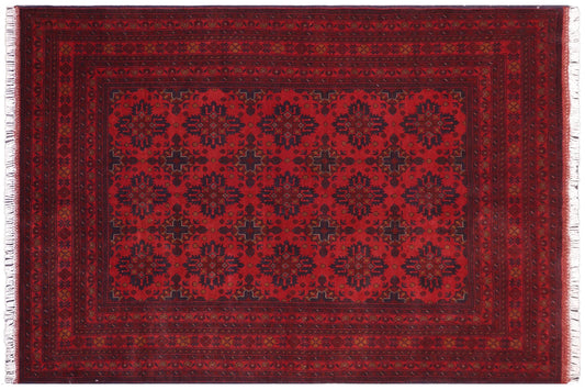 handmade Tribal Biljik Khal Mohammadi Red Blue Hand Knotted RECTANGLE 100% WOOL area rug 6x8