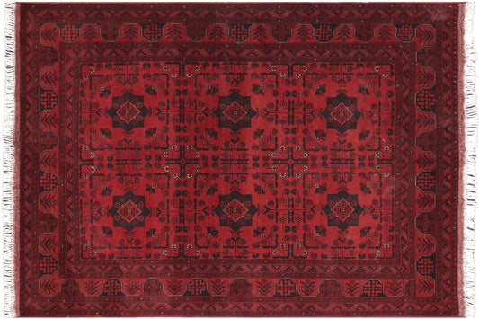 handmade Tribal Biljik Khal Mohammadi Red Blue Hand Knotted RECTANGLE 100% WOOL area rug 5x6