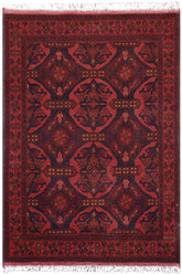 handmade Tribal Biljik Khal Mohammadi Red Blue Hand Knotted RECTANGLE 100% WOOL area rug 4x5