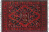 handmade Geometric Khal Muhamm Red Blue Hand Knotted RECTANGLE 100% WOOL area rug 3x5