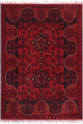 handmade Tribal Biljik Khal Mohammadi Red Blue Hand Knotted RECTANGLE 100% WOOL area rug 3x4