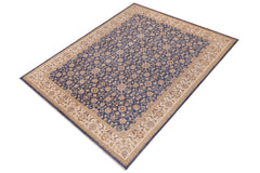 handmade Transitional Kafkaz Blue Beige Hand Knotted RECTANGLE 100% WOOL area rug 9' x 12'