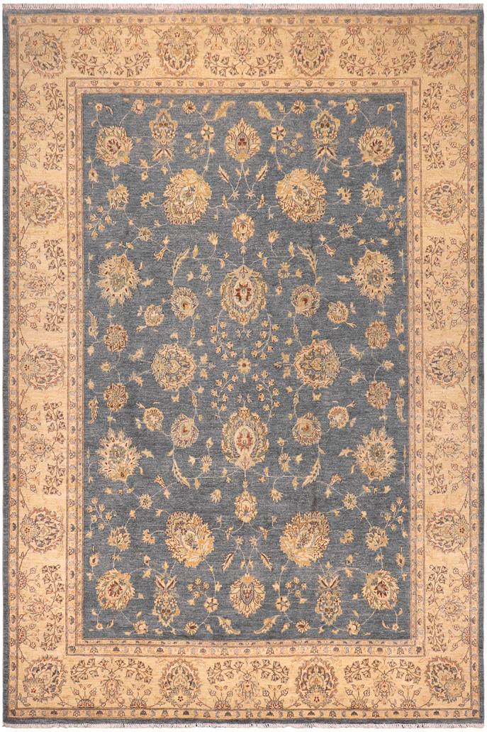 handmade Traditional Kafkaz Blue Gray Hand Knotted RECTANGLE 100% WOOL area rug 9 x 12