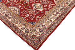 handmade Geometric Super Kazak Red Beige Hand Knotted RECTANGLE 100% WOOL area rug 9' x 12'