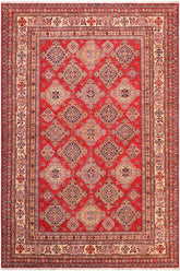 handmade Geometric Super Kazak Red Beige Hand Knotted RECTANGLE 100% WOOL area rug 8 x 10