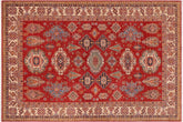 handmade Geometric Super Kazak Red Ivory Hand Knotted RECTANGLE 100% WOOL area rug 9' x 13'