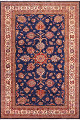 handmade Geometric Super Kazak Blue Beige Hand Knotted RECTANGLE 100% WOOL area rug 8 x 11