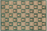 handmade Modern Kafkaz Green Tan Hand Knotted RECTANGLE 100% WOOL area rug 10' x 14'
