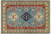 handmade Geometric Kazak Blue Beige Hand Knotted RECTANGLE 100% WOOL area rug 3'X5'