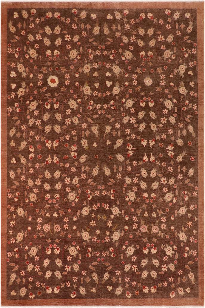 handmade Transitional Kafkaz Brown Rust Hand Knotted RECTANGLE 100% WOOL area rug 10 x 14