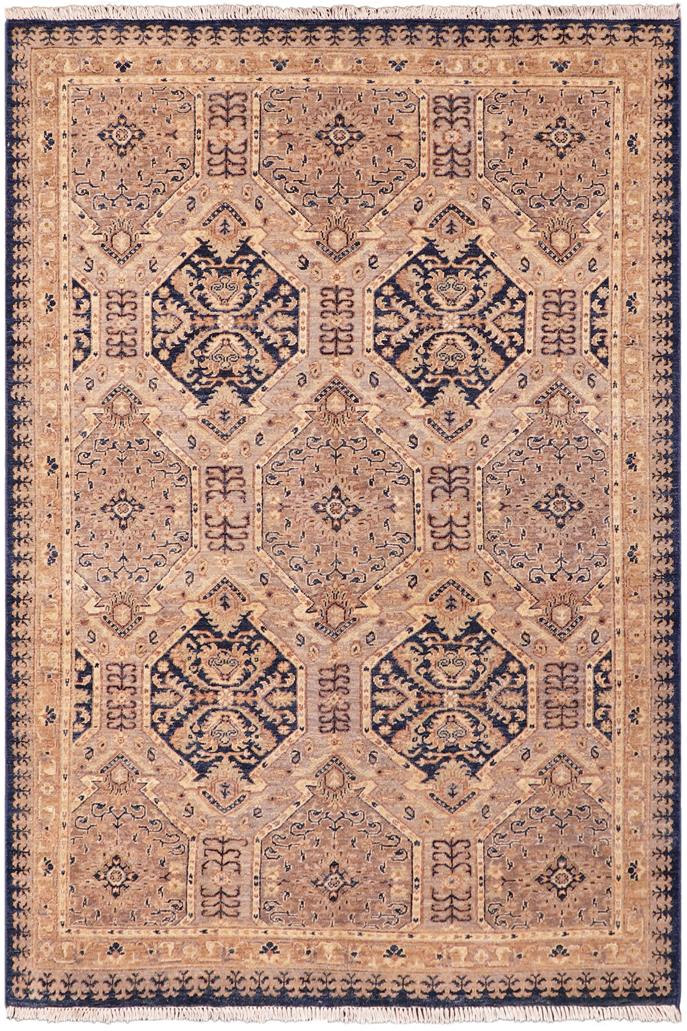 handmade Transitional Kafkaz Blue Beige Hand Knotted RECTANGLE 100% WOOL area rug 5 x 7