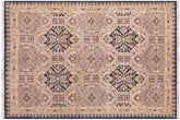 handmade Transitional Kafkaz Blue Beige Hand Knotted RECTANGLE 100% WOOL area rug 5' x 7'