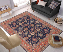 handmade Traditional Kafkaz Blue Rust Hand Knotted RECTANGLE 100% WOOL area rug 8 x 10