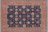 handmade Traditional Kafkaz Blue Rust Hand Knotted RECTANGLE 100% WOOL area rug 8x10