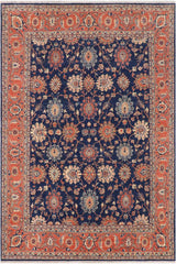 handmade Traditional Kafkaz Blue Rust Hand Knotted RECTANGLE 100% WOOL area rug 8 x 10