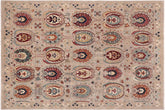 handmade Transitional Kafkaz Grey Orange Hand Knotted RECTANGLE 100% WOOL area rug 8' x 10'