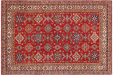 handmade Geometric Super Kazak Red Beige Hand Knotted RECTANGLE 100% WOOL area rug 8' x 10'