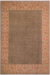 handmade Modern Kafkaz Brown Beige Hand Knotted RECTANGLE 100% WOOL area rug 10 x 14