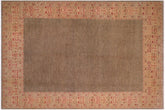 handmade Modern Kafkaz Brown Beige Hand Knotted RECTANGLE 100% WOOL area rug 10' x 14'