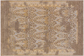handmade Modern Kafkaz Grey Blue Hand Knotted RECTANGLE WOOL&SILK area rug 8' x 10'