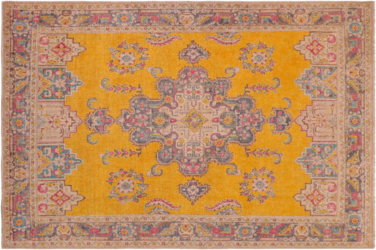 handmade Vintage Hand Painte Yellow Grey Hand Knotted RECTANGLE 100% WOOL area rug 10' x 13'