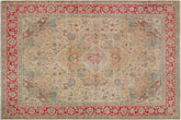 handmade Vintage Hand Painte Beige Red Hand Knotted RECTANGLE 100% WOOL area rug 9' x 11'
