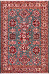 handmade Geometric Super Kazak Green Beige Hand Knotted RECTANGLE 100% WOOL area rug 8 x 10