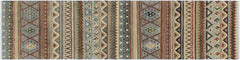 handmade Geometric Kurjean Brown Beige Hand Knotted RUNNER 100% WOOL area rug 3x10