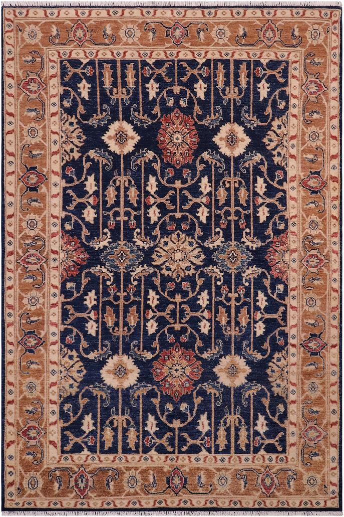 handmade Traditional Kafkaz Blue Brown Hand Knotted RECTANGLE 100% WOOL area rug 5 x 7