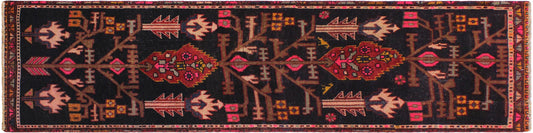 handmade Geometric Balouchi Black Tan Hand Knotted RUNNER 100% WOOL area rug 2x6