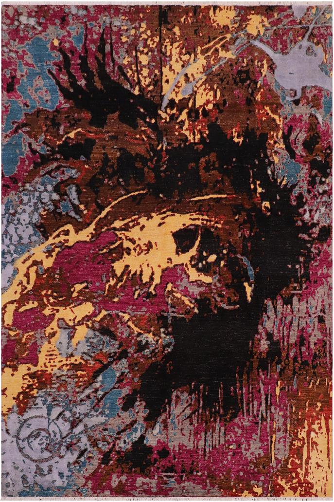 handmade Modern Modern Black Gray Hand Knotted RECTANGLE WOOL&SILK area rug 8 x 10